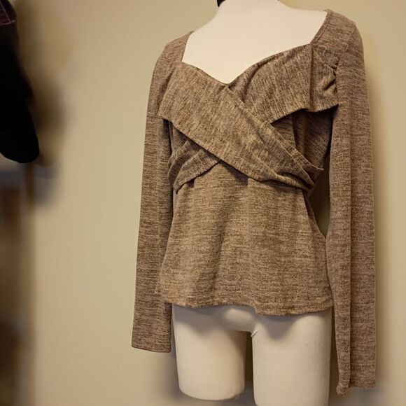 Shein Sexy Curve Taupe Criss Cross Top New - Picture 5 of 10